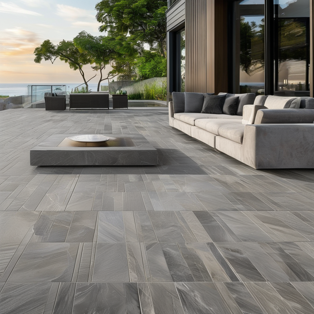 Gray Veined Marble Herringbone Mosaic